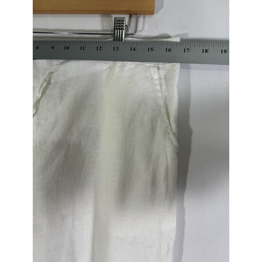 Iximo Women 100% Linen Pull On Pants Size Large Crisp White Drawstring Waist - Picture 3 of 10